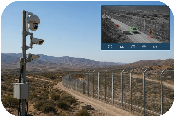 Border surveillance cameras and smart monitoring infrastructure